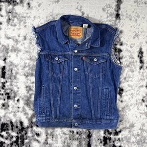 Levis Denim Vest Mens Size Medium Pockets Trucker Cotton Hemp